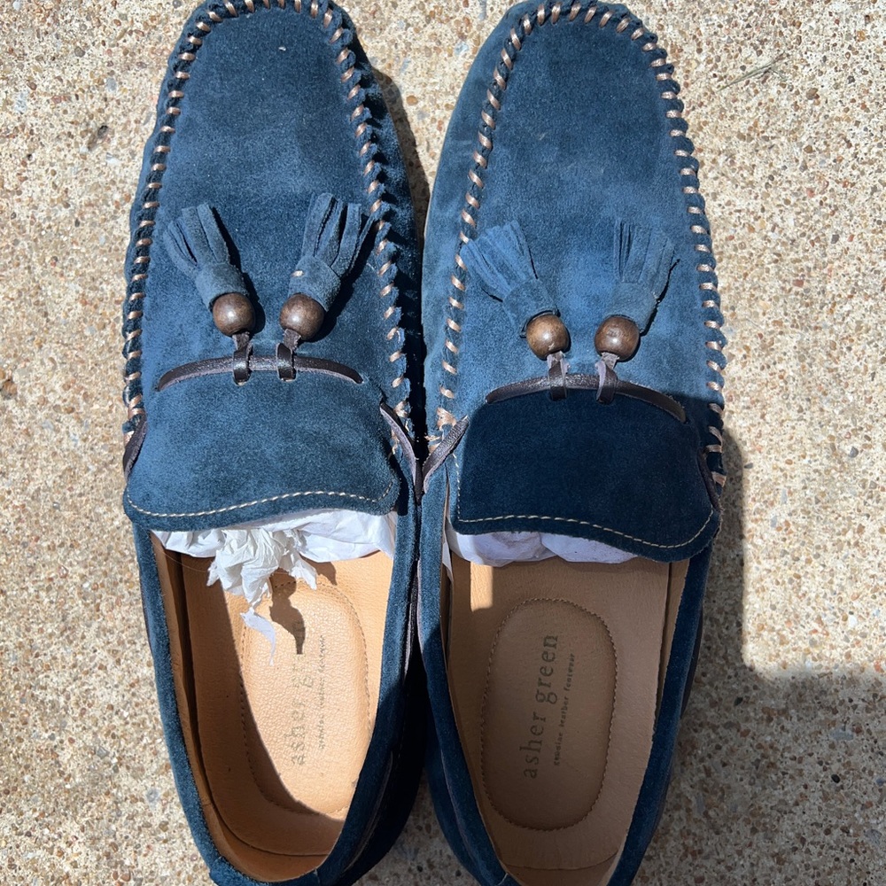 Men’s Blue Suede Loafers